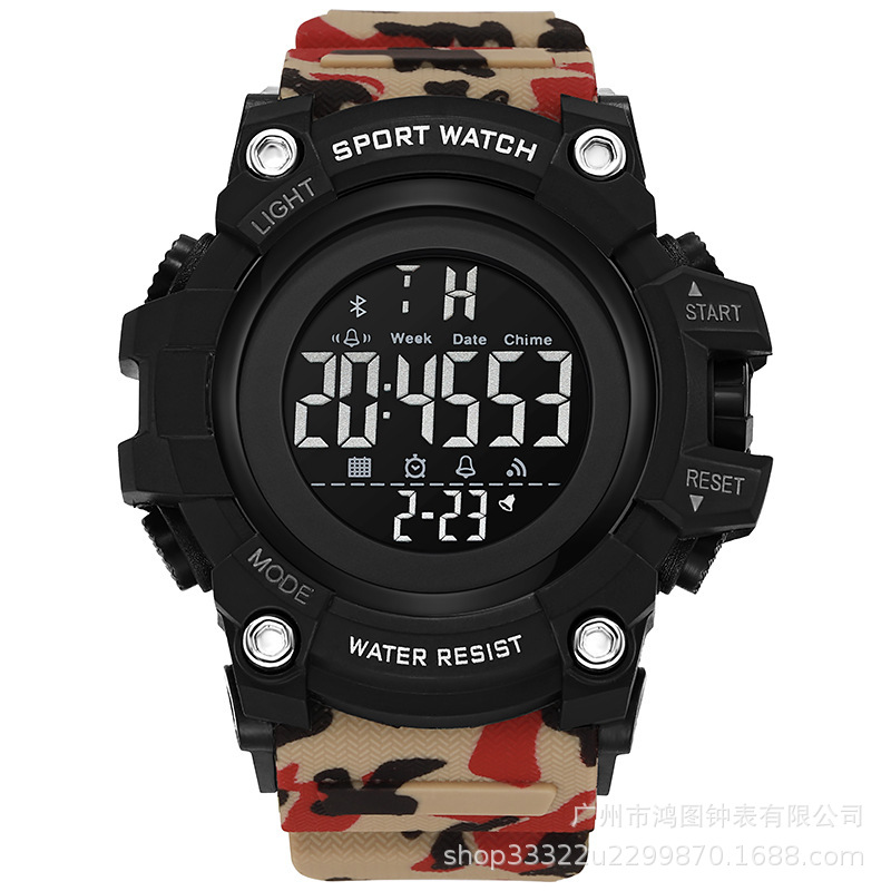Nuevos deportes al aire libre militar camuflaje moda gran dial de los hombres luminoso reloj electrónico multifuncional reloj LED