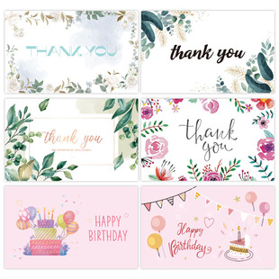 50 sheets/pack pink simple thank you card coated paper business card gift packaging decorative card English mini thank you card