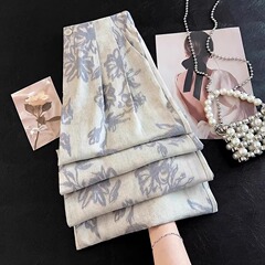 ライト高級綿とリネンプリントワイドレッグパンツ女性の夏薄い 2025 新しいテンセルリネンヨーロッパ人気のストレートパンツ