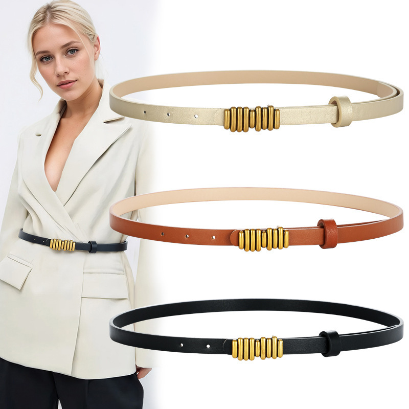 Winter Caterpillar Women Thin Belt Golden Smooth Buckle Simple dress Jeans Belt Decorative Thin Belt Winter Caterpillar Women Thin Belt Golden Smooth Buckle Simple dress Jeans Belt Decorative Thin Belt