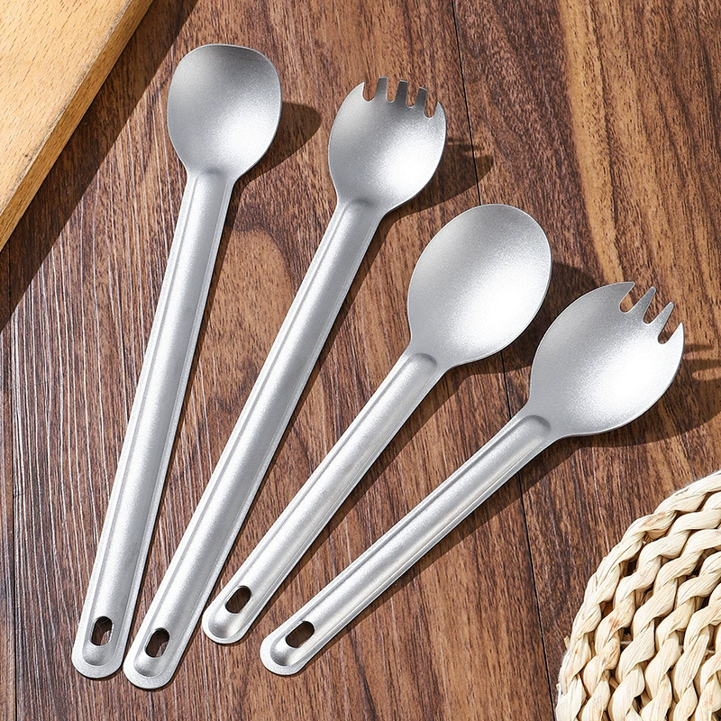 Metal travel spoon, fork for camping, handheld mixing stick, set for traveling, Amazon