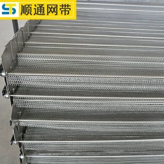 批发金属铁丝编织清洗网链 大滚珠带挡板传送带 不锈钢网带输送带