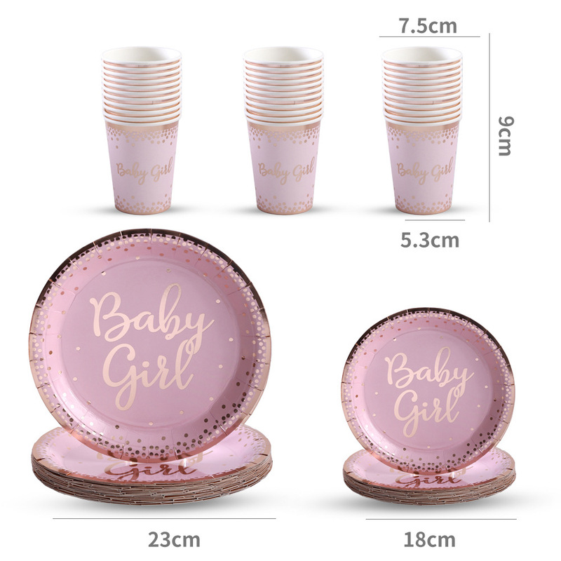 Disposable Dinner Plates, Cross-Border Party Birthday Dessert Decorations, Tableware, Paper Cups, Paper Towel Sets, in Stock