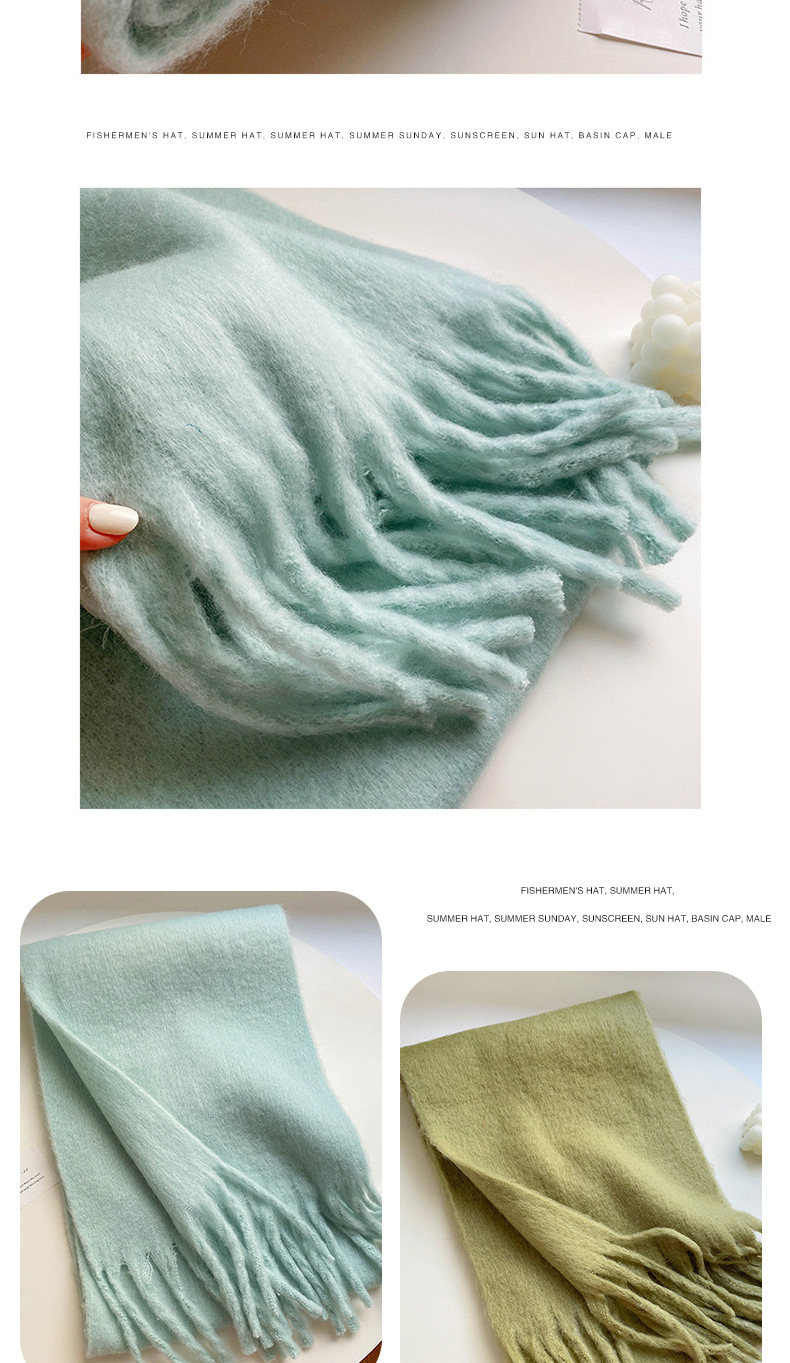 Fluffy Solid Scarf For Women Warm Winter Cashmere Style Shawl_voghion.com