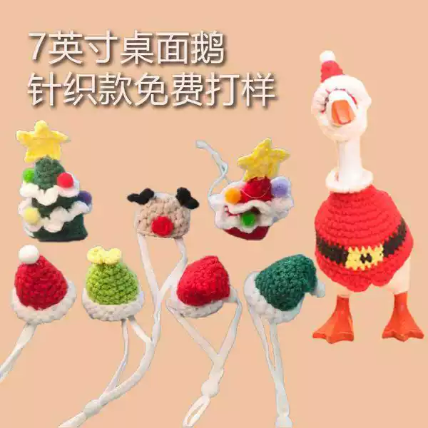 Amazon Desktop Goose Ornament Set Pet Hat Mini Knitted Crochet Cute Hamster Hat Doll Hat