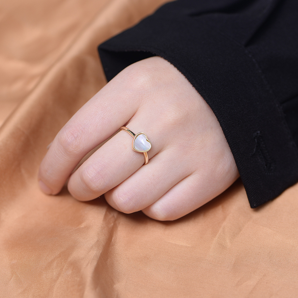 925 plata esterlina dulce elegante anillo de concha encantadora femenina estilo coreano ins moda elegante pulsera de anillo en forma de corazón