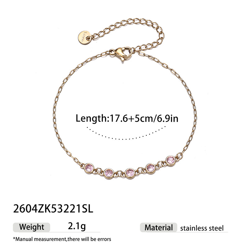 Tina Europa y los Estados Unidos acero inoxidable transfronterizo simple universal vacío electrodeposición diamante amor pulsera de zirconio color joyas de nicho para mujeres