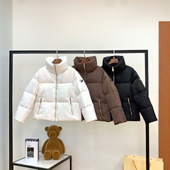 2025PRA三角标新款立领短款羽绒服女气质通勤白鹅绒走量款外套