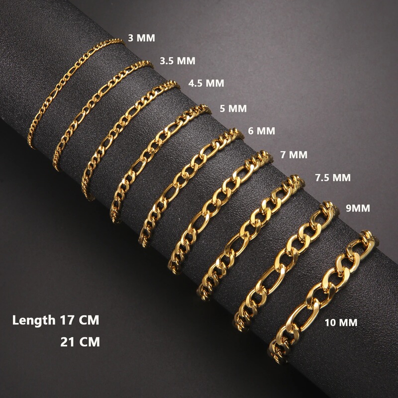 Hip hop bracelet Figaro chain men women punk stainless steel Figaro chain ring bracelet wrist jewelry gift