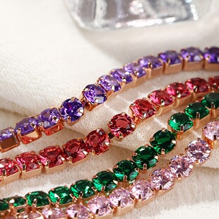 Fashionable small bracelet with zircon, design jewelry, 3mm, diamond encrusted, light luxury style, internet celebrity, trend of season 2