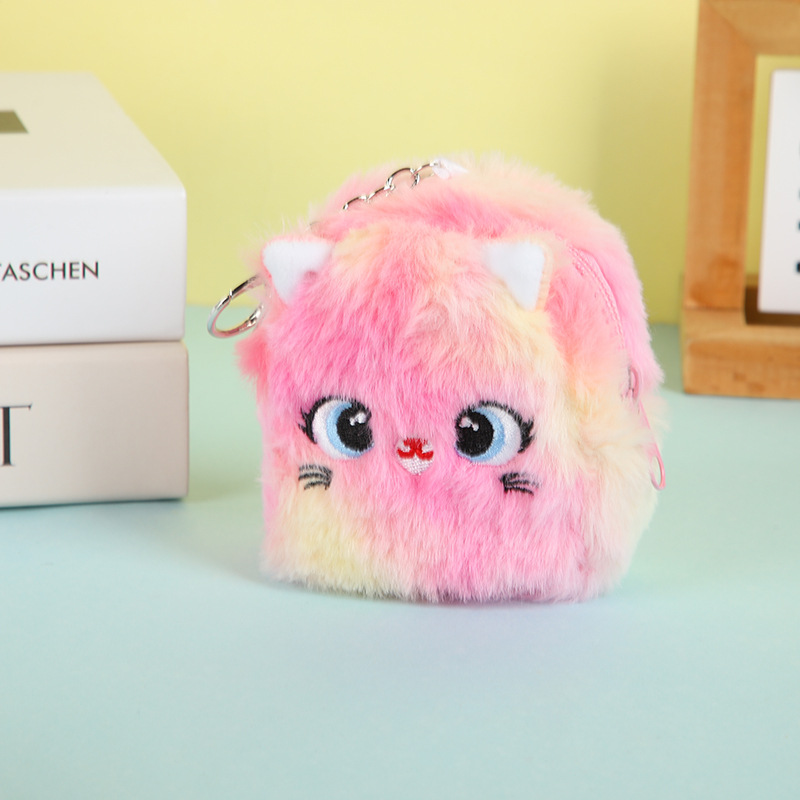 Estilo coreano chica corazón lindo gato monedero estudiante auricular Portátil Bolsa de almacenamiento de felpa bolsa de moneda caja clave