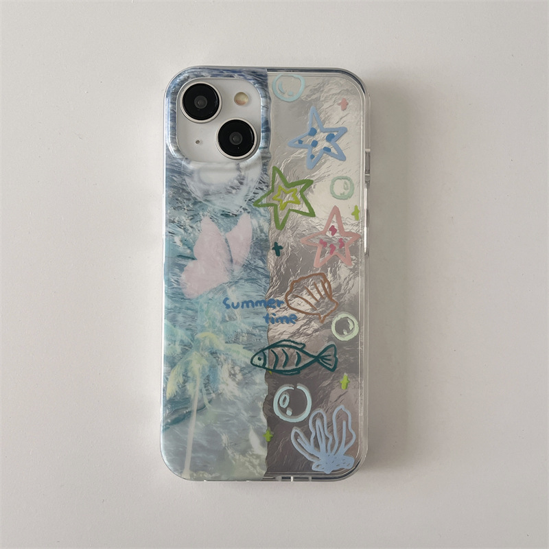 Creative Animal Ocean Apple 15promax hilo de plumas Apple 14pro/13/12 Funda para teléfono móvil IP15/14