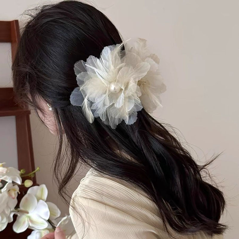 Clip de pelo de avestruz puro deseo de viento detrás de la cabeza de cabello de patas mostrando el volumen de cabello superxian i adornamiento de cabello de plumas de alta calidad