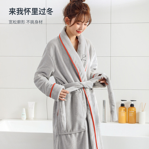 New Coral Fleece Nightgown Women's Winter Pajamas Warm Bathrobe Women's Autumn and Winter Long Thickened Cross-Border Home Clothing Wholesale