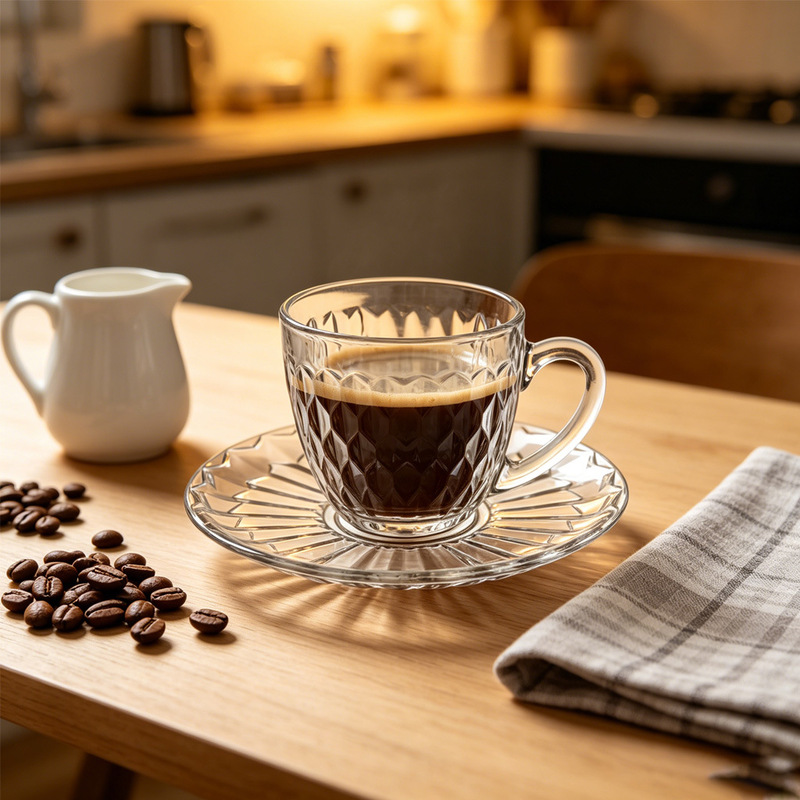 Simple Transparent Heat-Resistant Glass Cup with Handle, Coffee Cup, Iced Mocha Caramel Latte Cup, Café Drinking Tea Cup