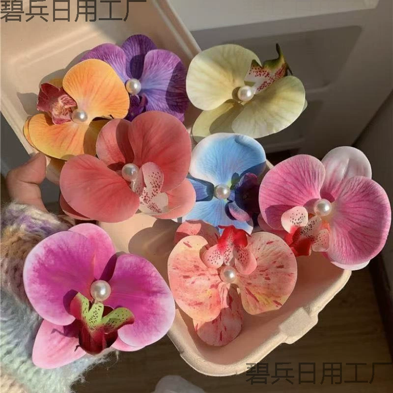 Популярная заколка для волос с бабочкой, орхидеей и жемчугом, ручной работы, заколка для челки, заколка для волос сзади, заколка для волос, головной убор для женщин