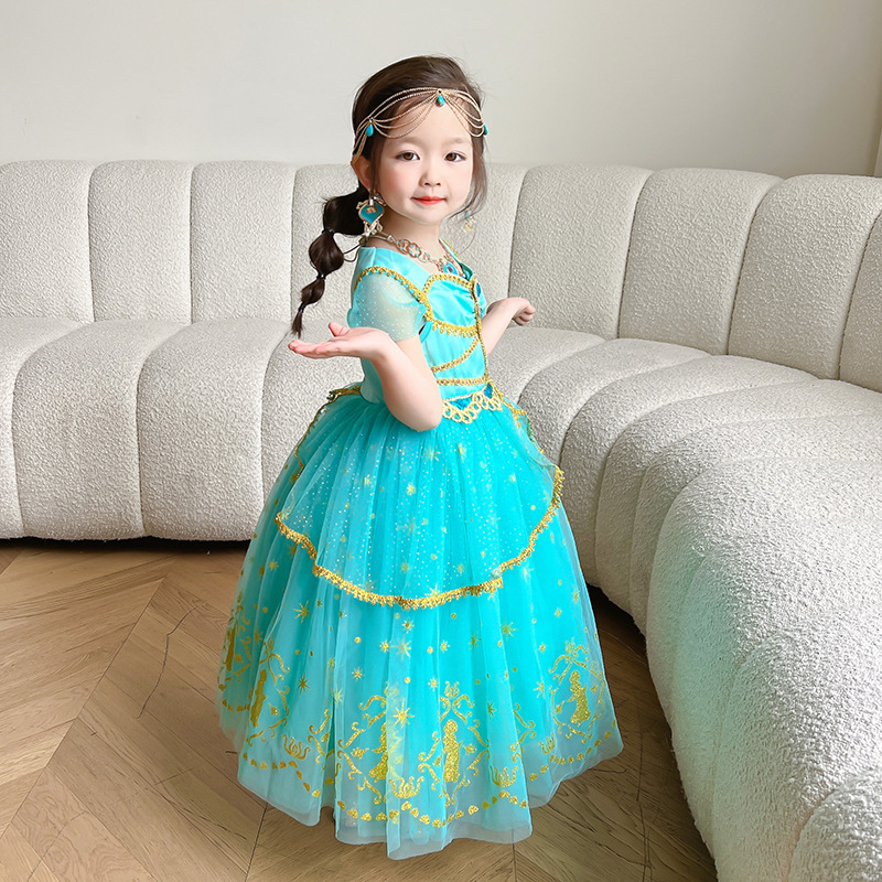 Jasmine prinsessklänning för flickor kostym cosplay jul_voghion.com