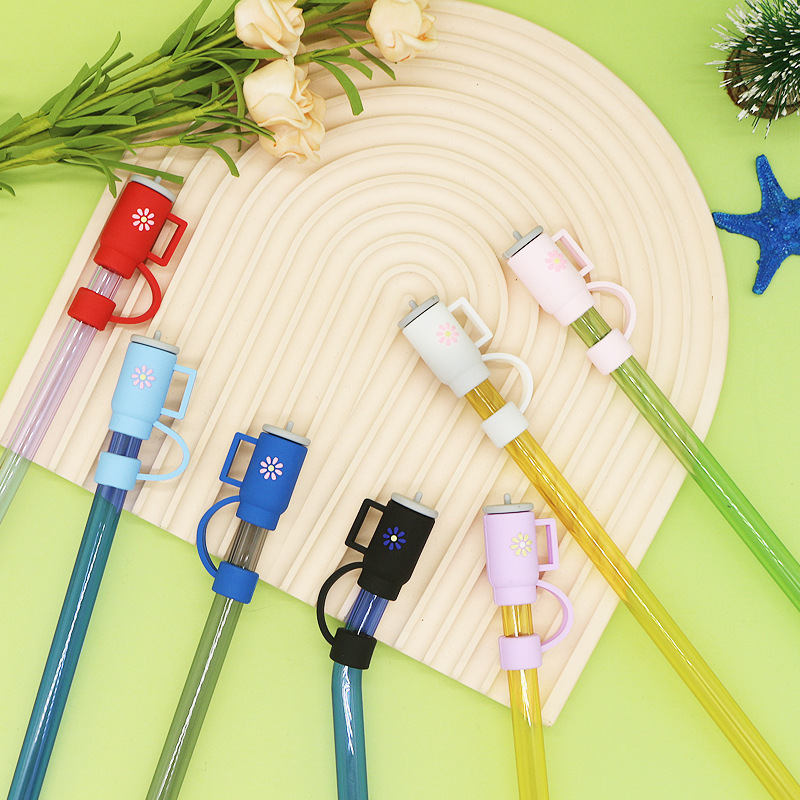 Amazon nueva cubierta de pajita creativa de goma blanda linda cubierta de pajita de taza de té 8-10mm tapa de pajita a prueba de polvo en stock