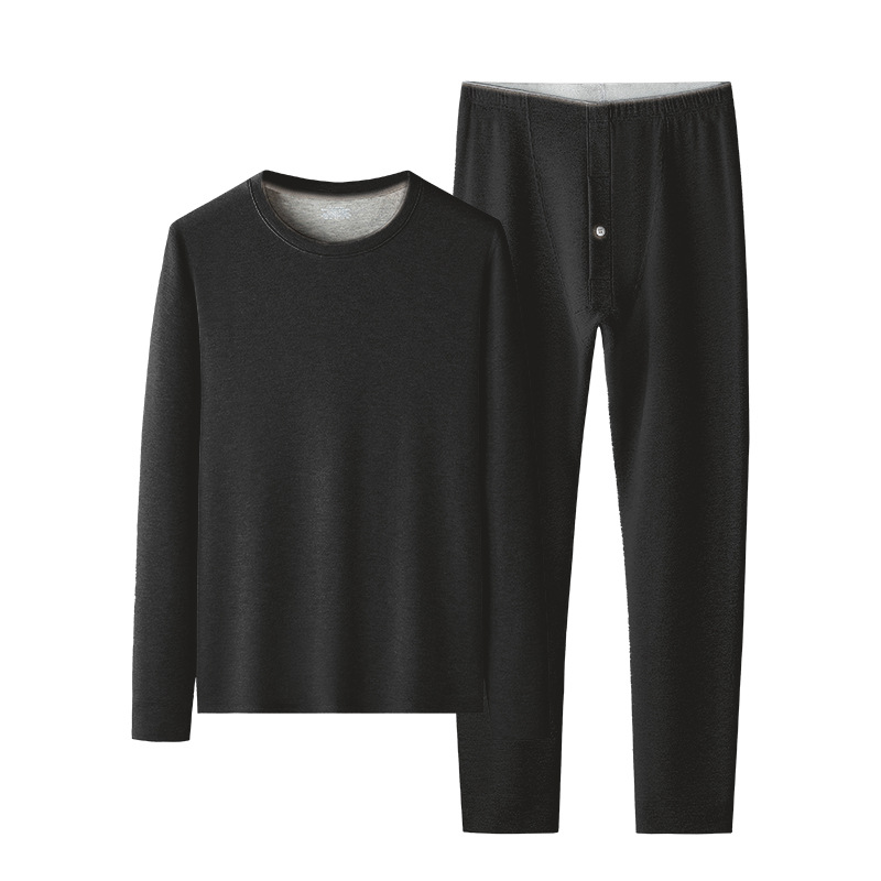 El nuevo traje de ropa interior térmica de otoño e invierno de seda de cachemira Meiya Bishan para hombres más camisa de fondo grueso de terciopelo transfronterizo