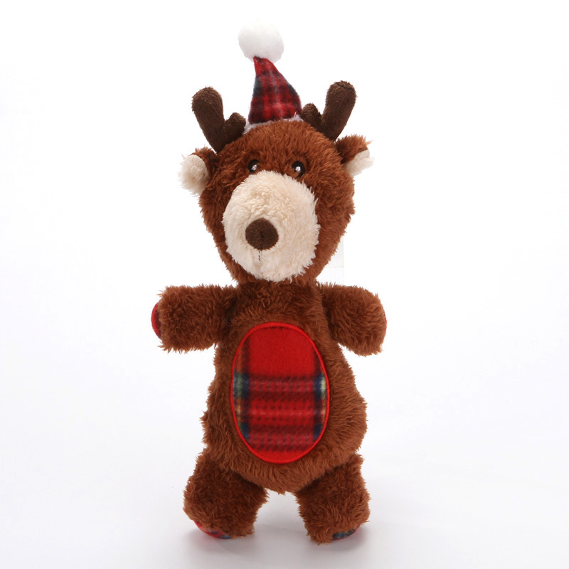 Amazon Venta caliente mascota de peluche de sonido de juguete de Navidad traje de juguete resistente a las mordeduras de gato y perro de juguete