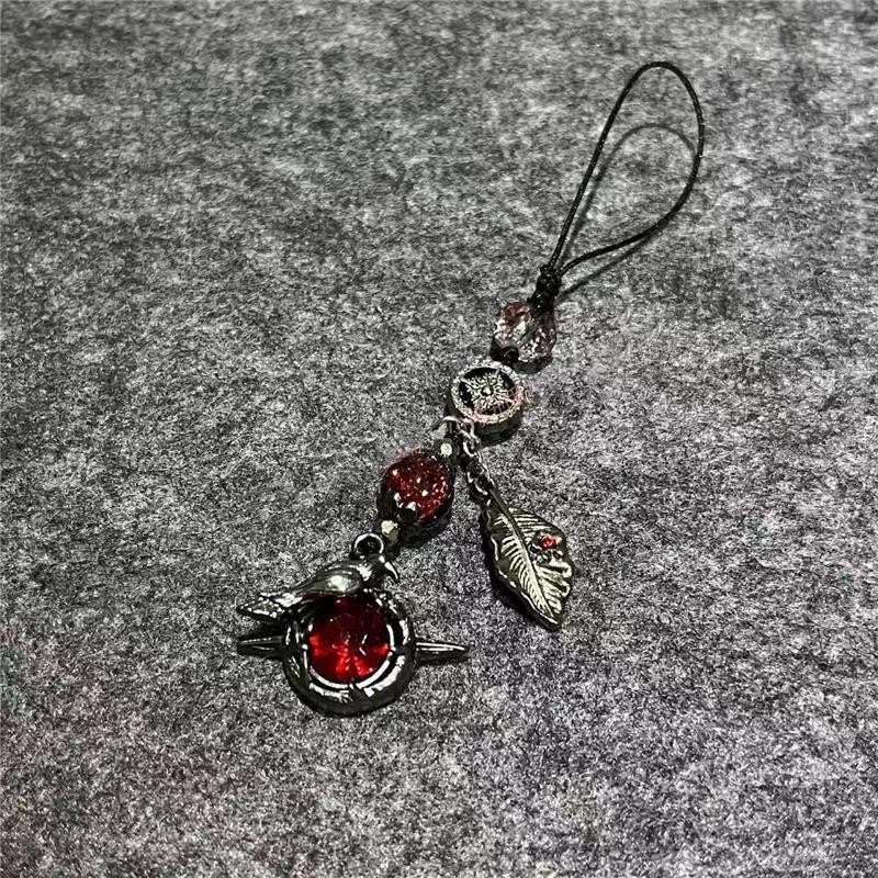 Love and Deep Space Qin Che Crow Brother Keychain Pendant Dark Style Red Flash Diamond Mobile Phone Bag Hanging Chain Niche Gift