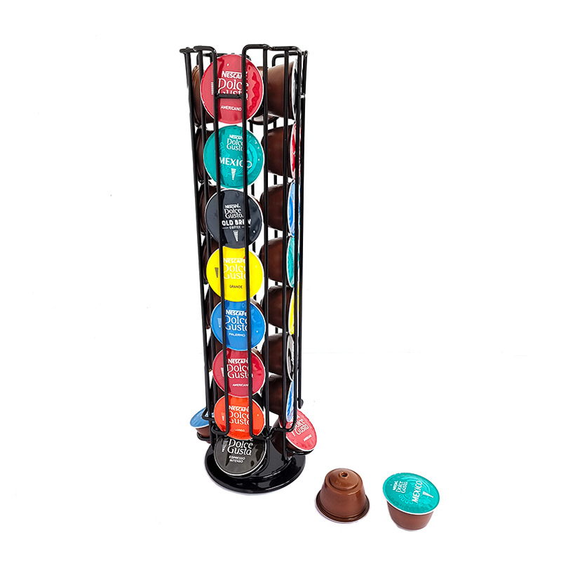 Xirui Amazon Cápsula de café caja de almacenamiento en rack 32 tabletas Duqu KUSI Cápsula de café giratoria rack de almacenamiento