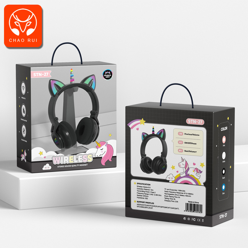 Nuevo lindo macaron gato oído auricular Bluetooth inalámbrico juego de deportes auriculares para Android Apple