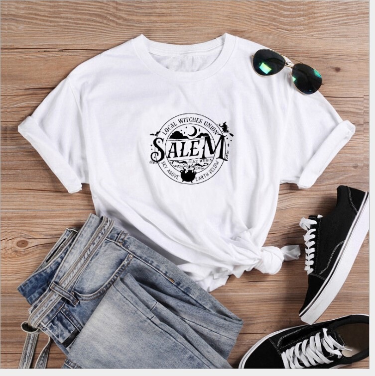 In Stock Amazon Walmart Foreign Trade New Style Salen Letter Print Casual Round Neck Short-Sleeve T-Shirt Top In Stock Amazon Walmart Foreign Trade New Style Salen Letter Print Casual Round Neck Short-Sleeve T-Shirt Top