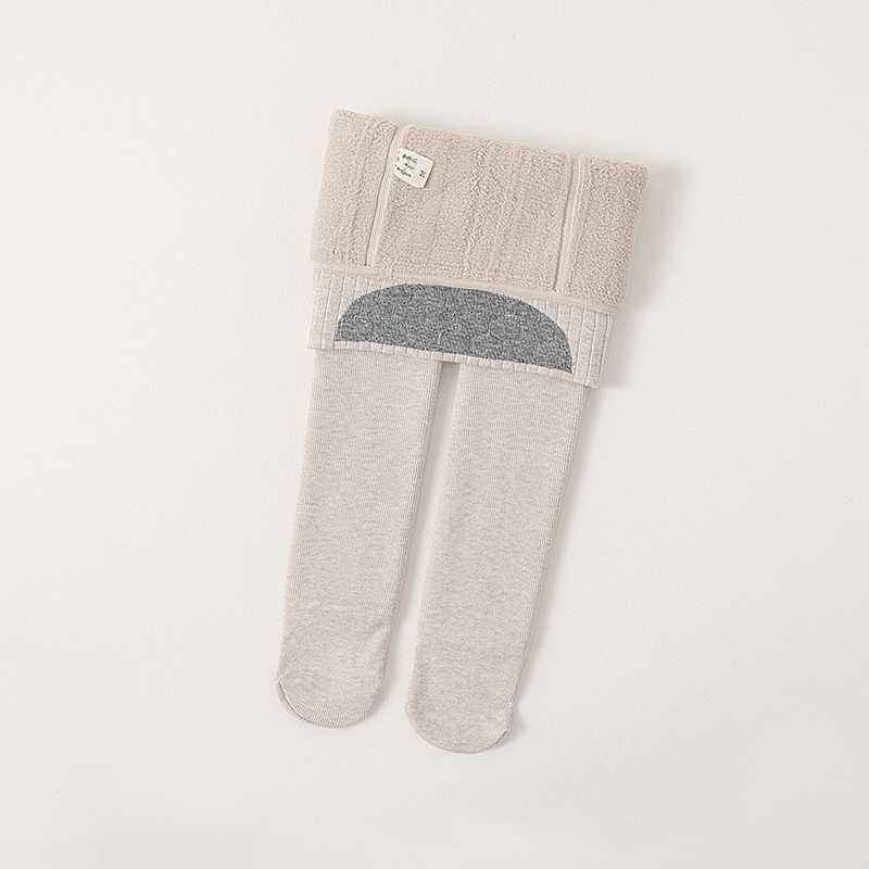1-pantimedias para niños al por mayor 2023 Otoño e Invierno fleece-forrado pantimedias tira vertical cálido bebé polainas Calcetines