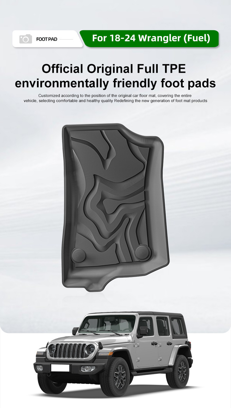 Suitable for 18-24 Jeep Wrangler Car Floor Mats, Fully Environmentally Friendly Tpe Floor Mats, Trunk Mats