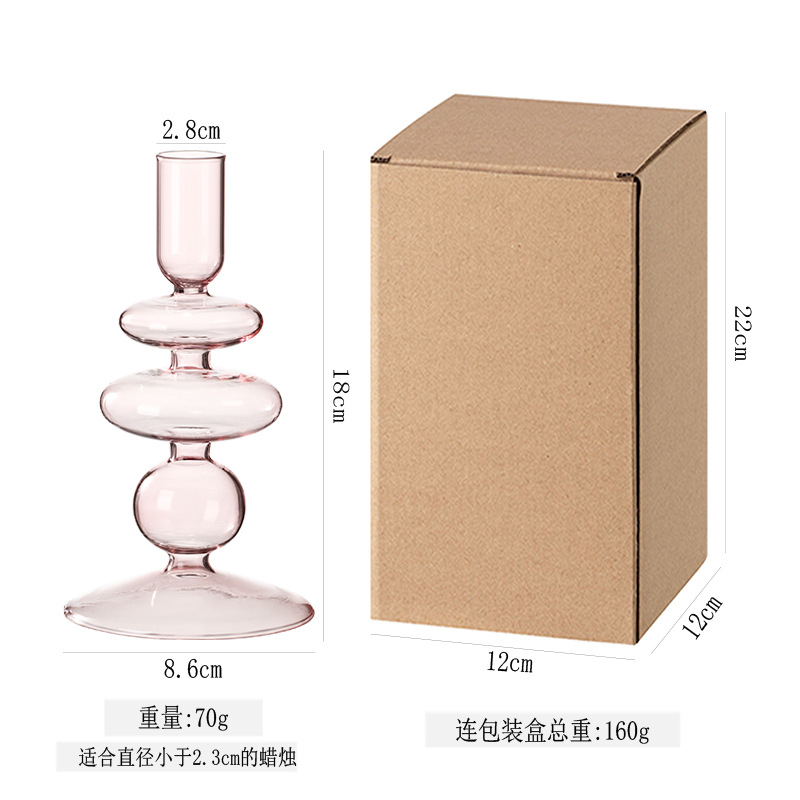 Venta directa de fábrica, candelabros de vidrio retro de estilo europeo para el hogar, adornos decorativos románticos, cristal geométrico de borosilicato de alta calidad.