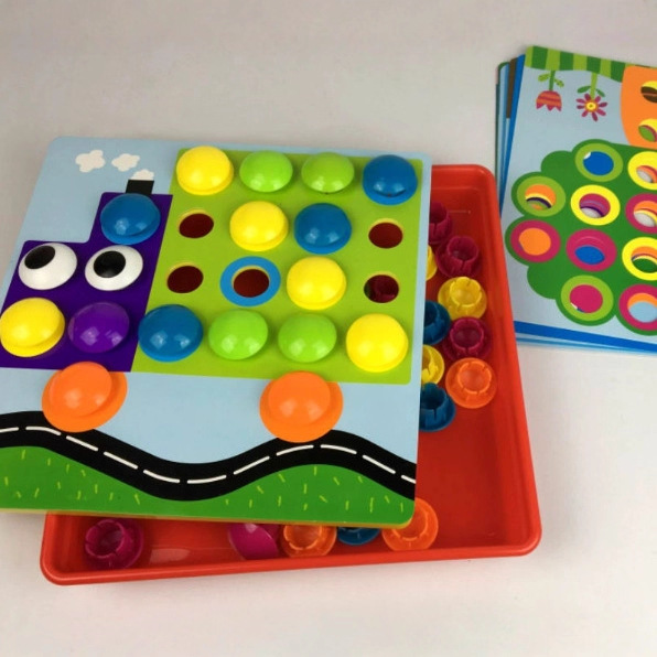 Gran granular botón de hongos puzzles clavos de la educación temprana de los niños de América iluminación de la inteligencia del color Juguete combinado de inserción