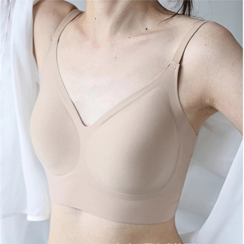 Invisible Powder Foundation Underwire Bra for Women - Summer Thin Model, Large Cup Reduces Appearance, Jelly Strap Simple Skin-Behind Bra