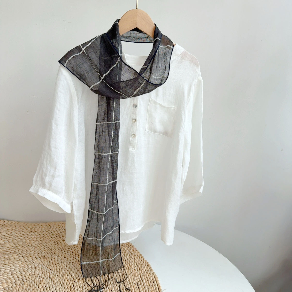 큰 배꼽 원사-검은색 가느다란 13*180cm