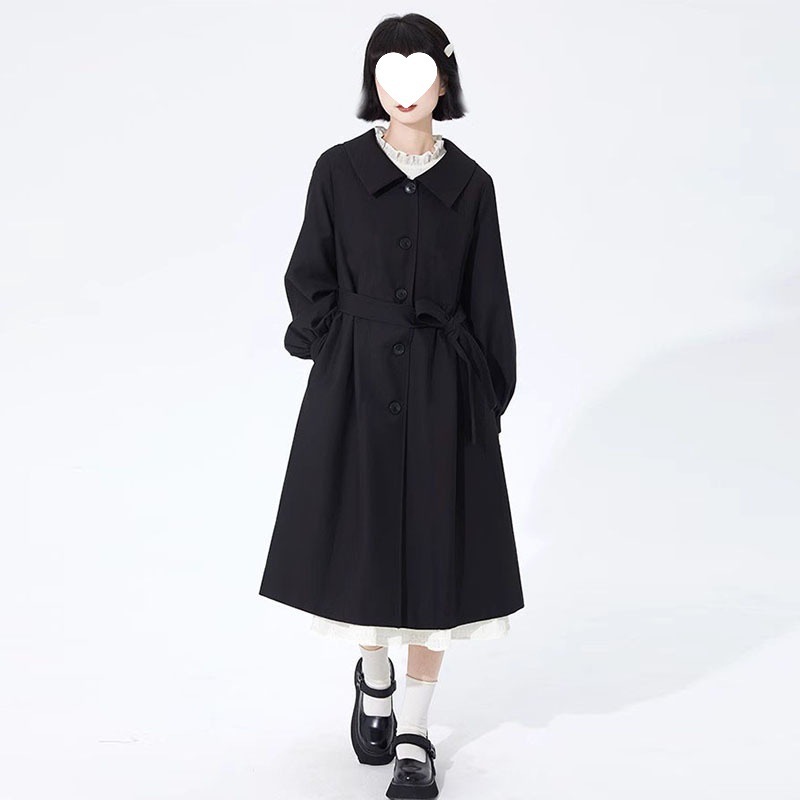 学院风2025新款女装收腰韩系小个子卡其色中长款风衣外套女春秋|undefined