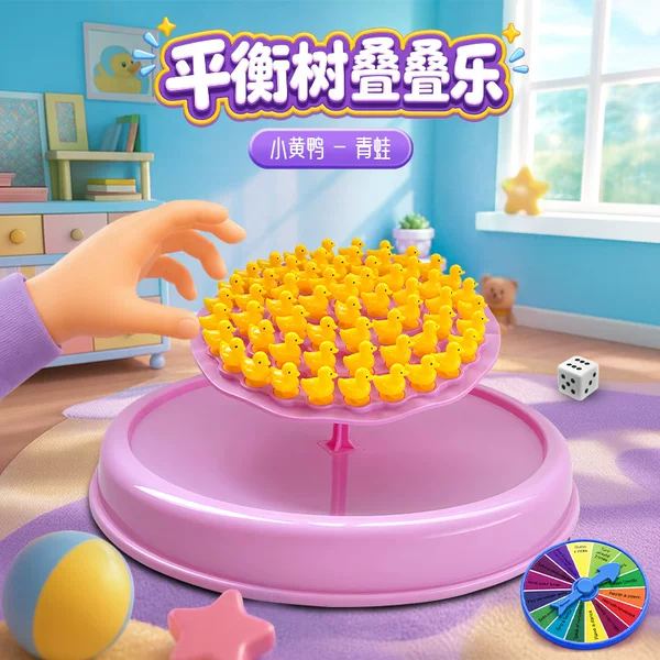 Educational Frog Balance Tree Parent-Child Toy Children's Training Jumping Chess Stacking Fun Two-Player Interactive Educational Board Game Toy