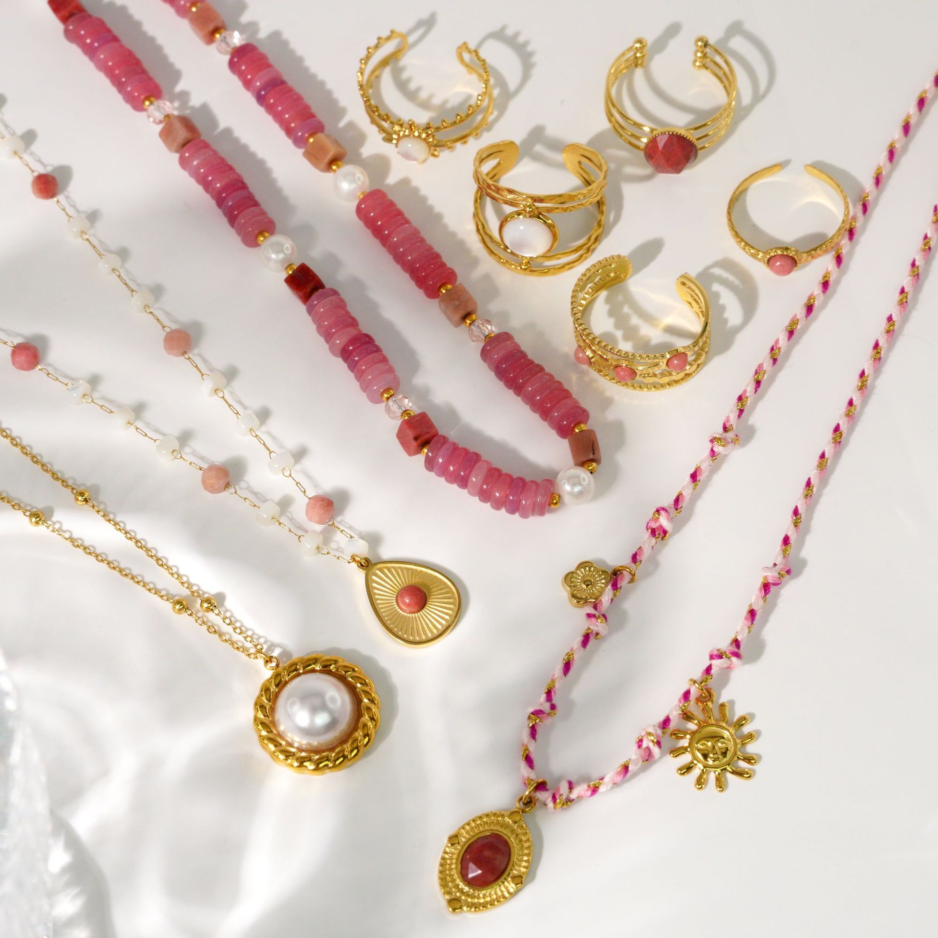 Simple Style Classic Style Natural Stone Titanium Steel Geometric Women's Jewelry Set display picture 7