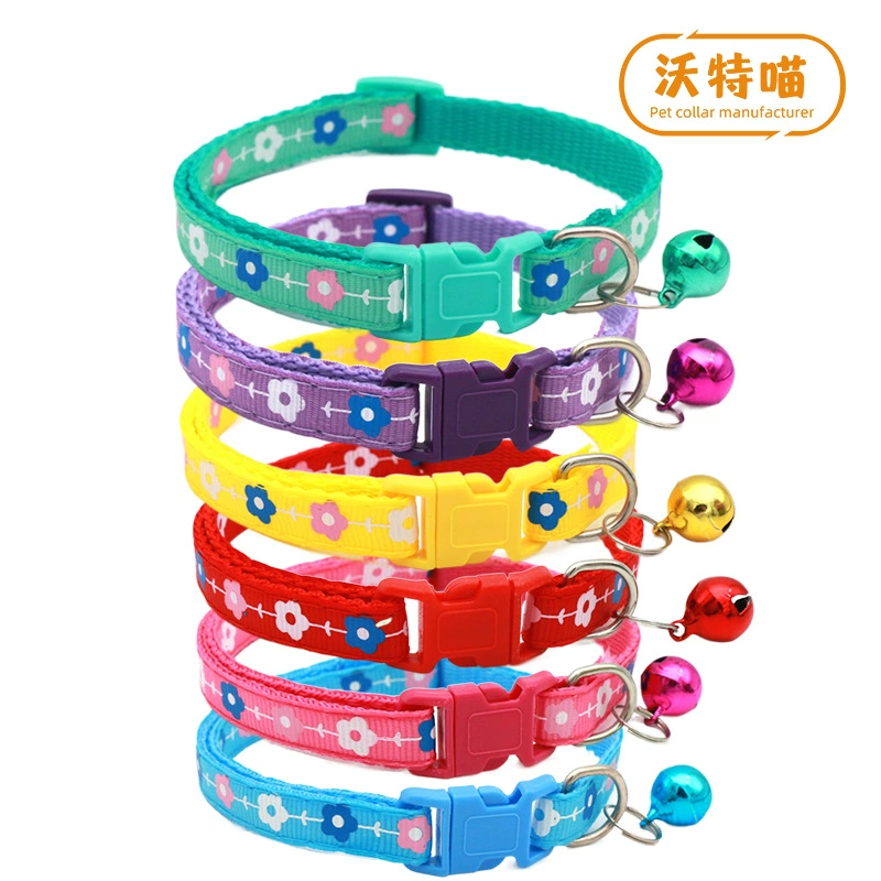 Amazon Трансграничные товары для домашних животных Оптовая торговля Ошейник для домашних животных Цветочный принт Колокольчик Ошейник для собак Кошачий воротник Ошейник