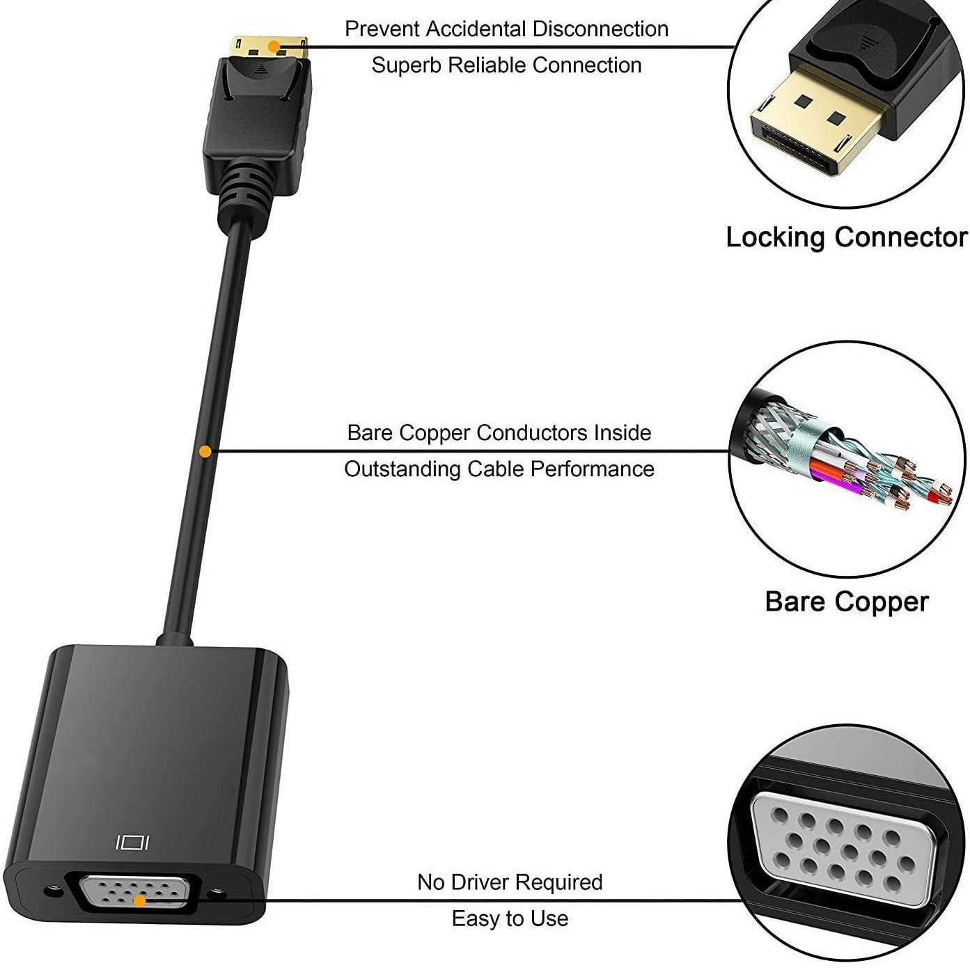 Кабель-конвертер HDMI на VGA для ТВ/ноутбука HDCPhdmitovga, конвертер HD