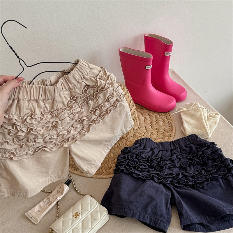 2024 summer girl shorts baby multi -layer lace cute casual cotton…