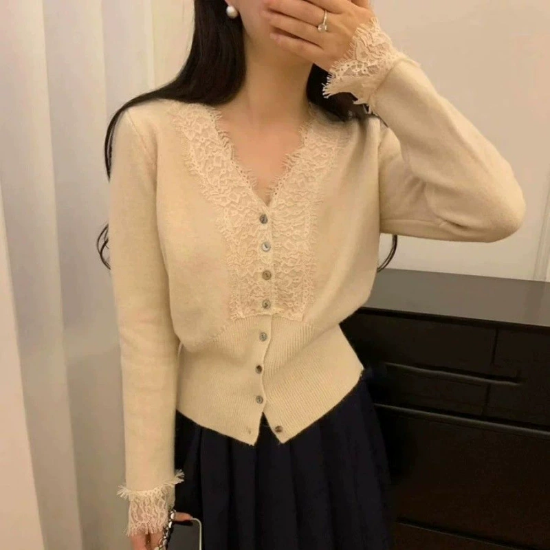 Вязаный базовый топ из кружева для отдыха, стиль высокого класса, стиль Chanel