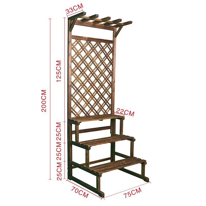 Soporte de flores de madera anticorrosión Soporte de maceta rejilla de piso estante de flores de patio interior madera maciza terraza de varios pisos al aire libre