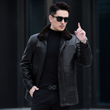 羽绒服外套牛皮真皮皮衣男士皮夹克冬季新款男装白鹅绒可脱卸内胆