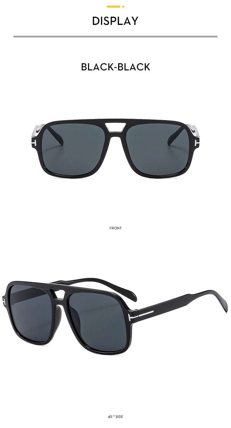25g Weight Full Frame Glasses Structure Sunglasses Classification PC, UV400 Protection Lens Material Square Glasses Style Travel, Party Occasion Solid Color Pattern All Seasons Season Unisex Gender Streetwear Style Grey, Black Color Streetwear Solid Color PC UV400 Protection Square Full Frame Women's Sunglasses 13