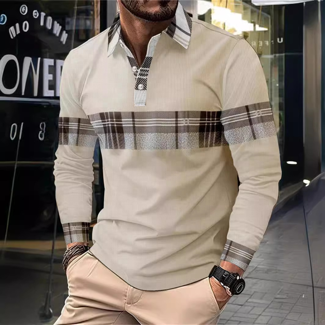 2024 nuevo estilo Amazon comercio exterior casual todo fósforo moda de alta calidad botón de manga larga POLO camisa MB14