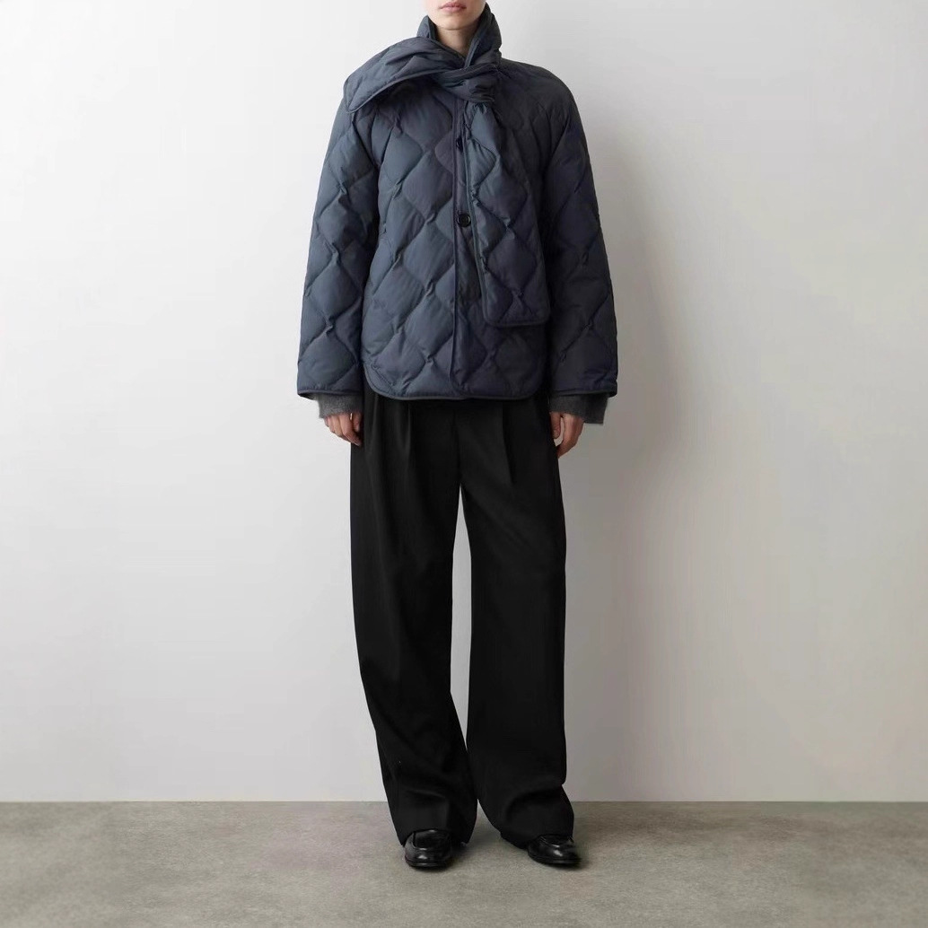 Cs Style Women's Clothing, Quiet Luxury Style Scarf Style High-Sense down Jacket 2025 Autumn and Winter Navy Jacket 1305995003