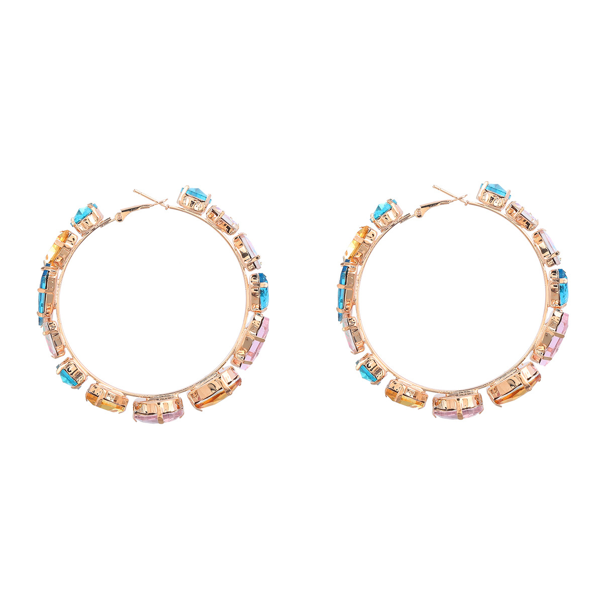 Fashion Bright Color Alloy Diamond Geometric Round Earrings