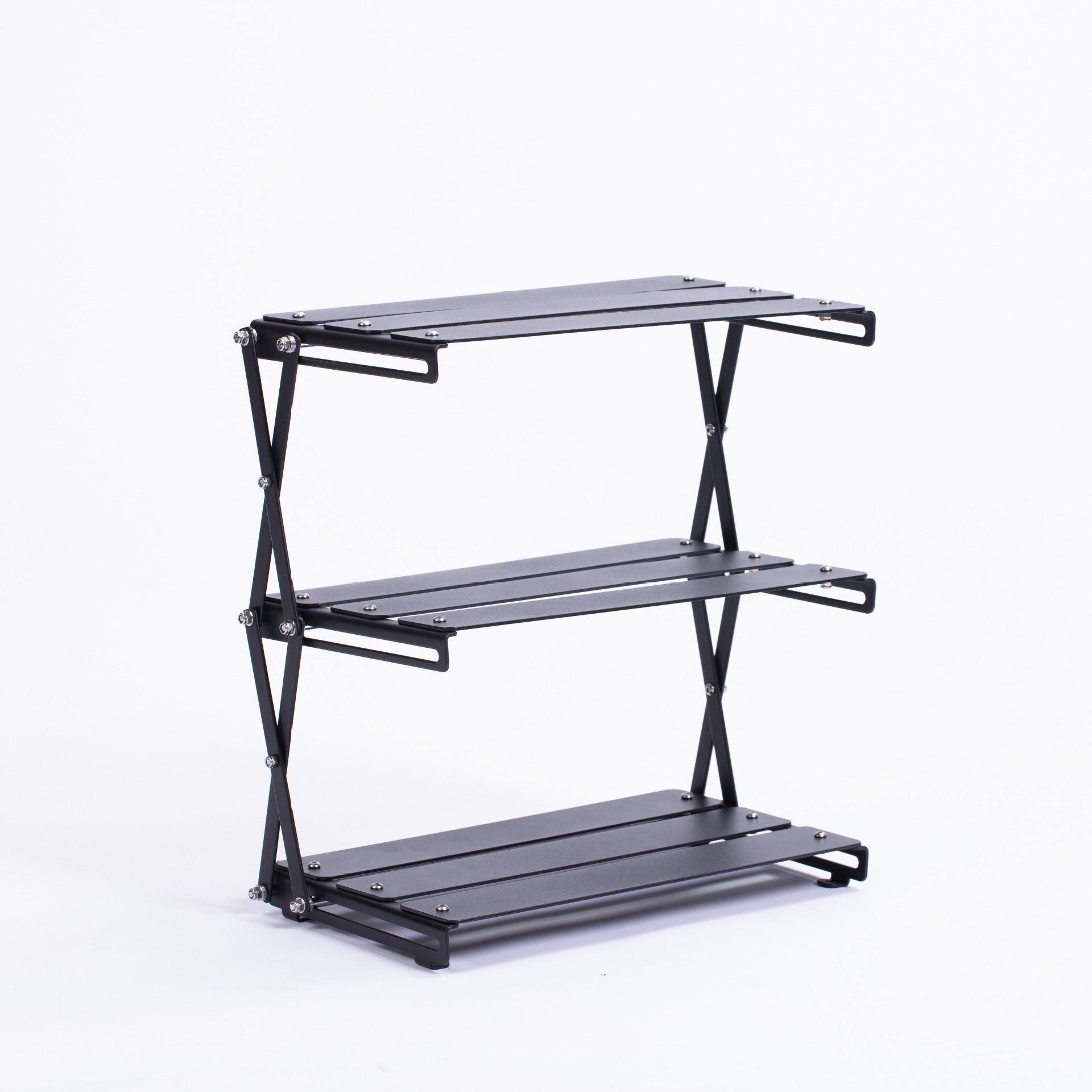 Suministros de camping aleación de aluminio rack de almacenamiento portátil plegable de tres capas rack de almacenamiento multifuncional rack de almacenamiento al aire libre