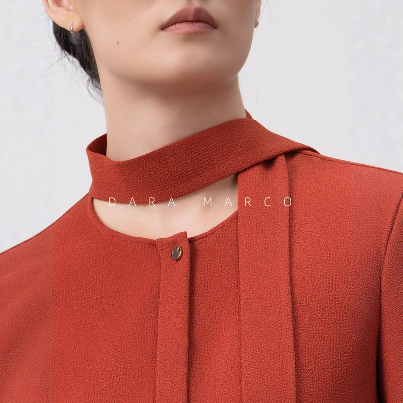 "Italian Light Luxury" Imported Triacetate G*Ada Cabinet 1W + Textured Triacetate Ribbon Shirt Heavy Drape for Women