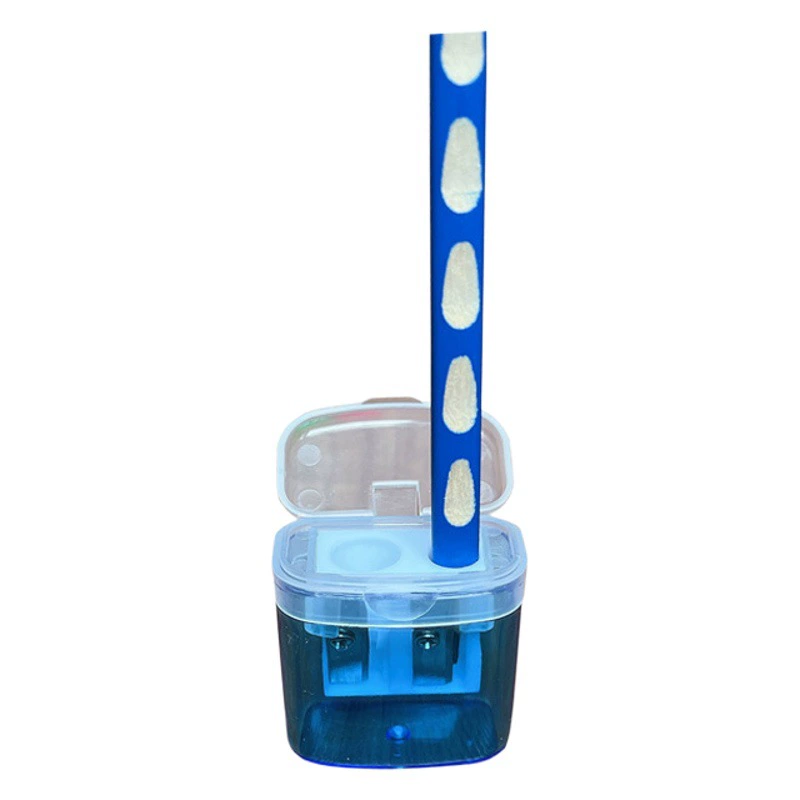 Пластиковый мусорный бак с двойным отверстием с крышкой, совершенно новый материал PS, точилка для карандашей, Детская канцелярская точилка для карандашей